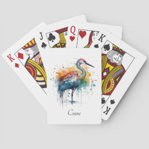 Graceful Crane: Waterverf Art, op maat Pokerkaarten