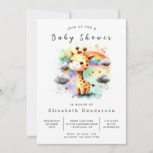 Graceful Custom Giraffe Baby shower Kaart