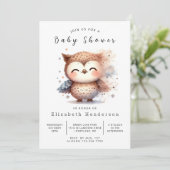 Graceful Custom Owl Baby shower Kaart (Staand voorkant)