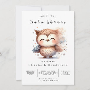 Graceful Custom Owl Baby shower Kaart