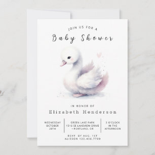 Graceful Custom Swan Baby shower Kaart