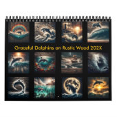 Graceful Dolphins on Rustic Wood 2025 Kalender (Hoes)