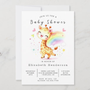 Graceful Editable Giraffe Baby shower Kaart