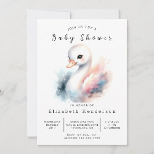 Graceful Editable Swan Baby shower Kaart