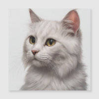 Graceful Feline: een witte kat art print