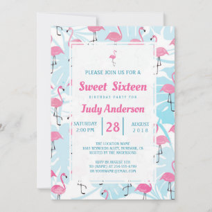 Graceful flamingos and monstera leaves kaart