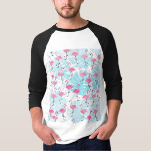 Graceful flamingos and monstera leaves t-shirt