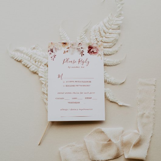 Graceful Floral Wedding Menu Keuze RSVP
