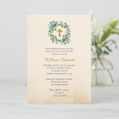 Graceful Foliage Wreath Orthodox Christian Baptism Kaart (Staand voorkant)