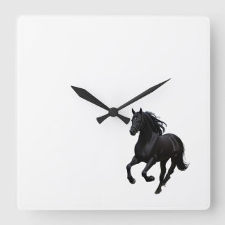 Graceful Gallop : Horloge murale du cheval noir"