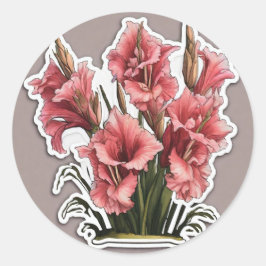 Graceful Gladiolus: Elegantie in elk bloemblaadje Ronde Sticker