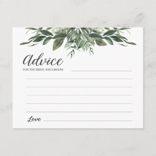 Graceful Greenery Advice for Bride and Groom Informatiekaartje (Voorkant)