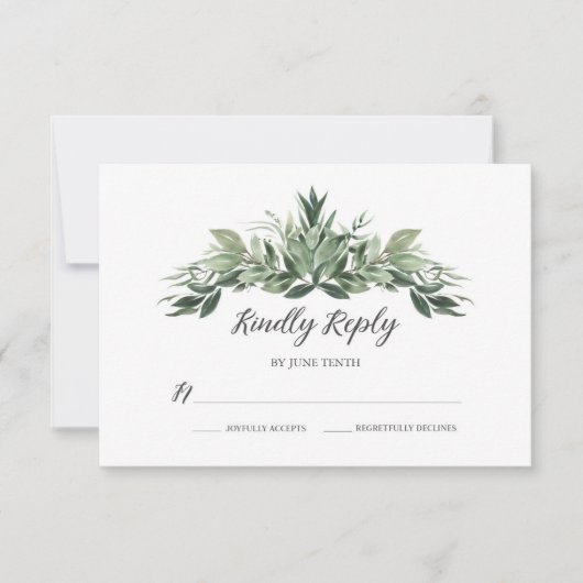Graceful Greenery Wedding RSVP Kaart (Voorkant)