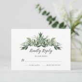 Graceful Greenery Wedding RSVP Kaart (Staand voorkant)