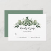 Graceful Greenery Wedding RSVP Kaart (Voorkant / Achterkant)