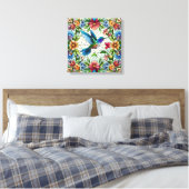 Graceful Hummingbird met Glas in lood Effect Canvas Afdruk (Insitu (Slaapkamer))