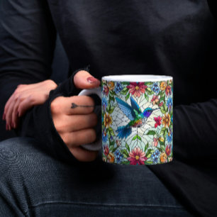 Graceful Hummingbird met Glas in lood Effect Koffiemok