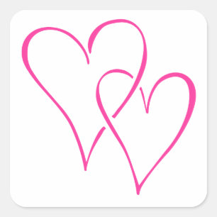 Graceful Interlocking Pink Hearts Vierkante Sticker