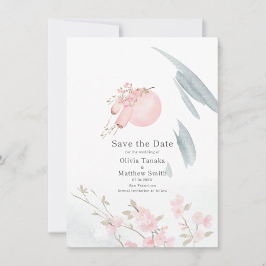 Graceful Japans Boat in Moonlight Save The Date (Voorkant)