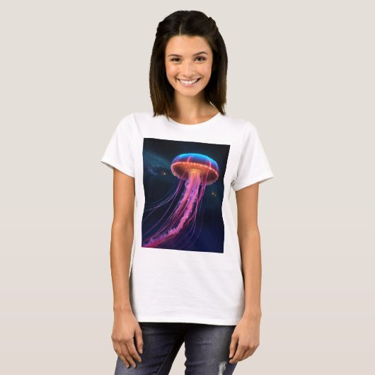 Graceful Jellyfish T-Shirt Duik in Oceanische stij (Voorkant volledig)