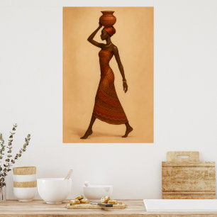 Graceful Journey Afrikaanse vrouw met kan Poster