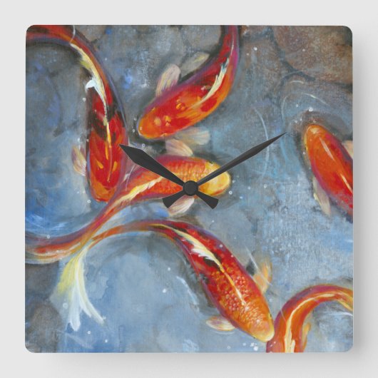 Graceful Koi II Vierkante Klok (Voorkant)
