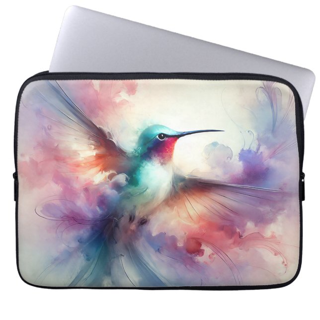 Graceful kolibrie in Waterverf Laptop Sleeve (Voorkant)