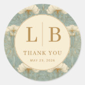 Graceful Mint Floral Pattern Ronde Sticker (Voorkant)