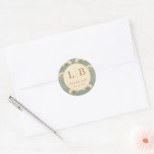 Graceful Mint Floral Pattern Ronde Sticker (Envelop)