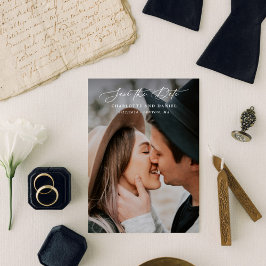 Graceful Modern Calligraphy Full Photo Save The Date