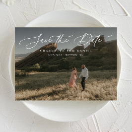 Graceful Modern Calligraphy Full Photo Save The Date