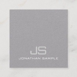 Graceful Modern Monogram Premium Grey Plain Luxe Vierkante Visitekaartje