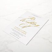 Graceful Modern Script Weddenschap White Gold Folie Uitnodiging (Gedraaid)