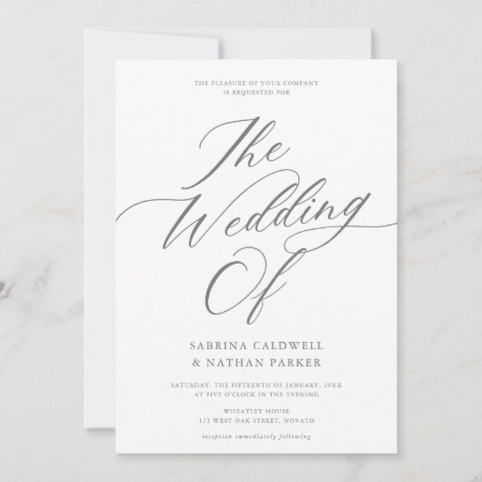 Graceful Modern Script Wedding Kaart (Voorkant)