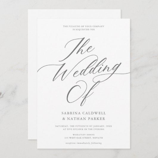 Graceful Modern Script Wedding Kaart (Voorkant / Achterkant)