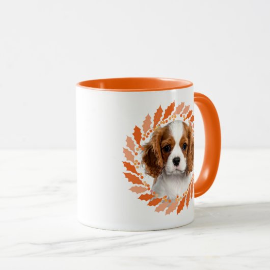 Graceful Pastel Orange Cavalier | Custom Christmas Mok (Voorkant rechts)