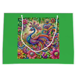 "Graceful Peacock-Theme Gift Bag Groot Cadeauzakje