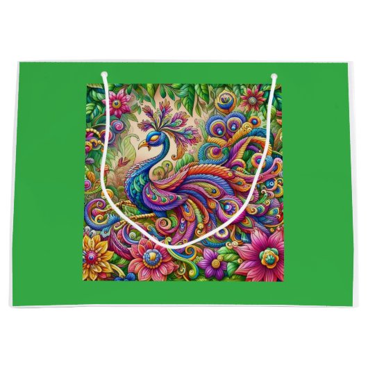 "Graceful Peacock-Theme Gift Bag Groot Cadeauzakje (Voorkant)