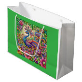 "Graceful Peacock-Theme Gift Bag Groot Cadeauzakje (Voorkant Gekanteld)