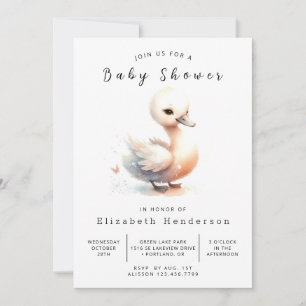 Graceful Printable Swan Baby shower Kaart