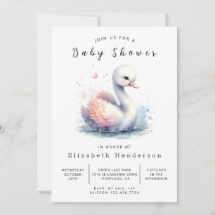 Graceful Printable Swan Baby shower Kaart