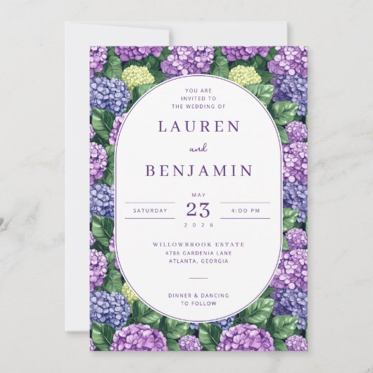 Graceful Purple Floral Invitation (Devant)