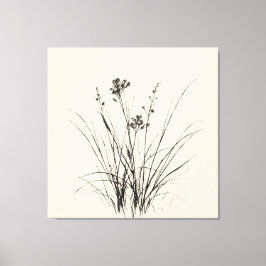 Graceful Reeds schets: gedetailleerde potloodteken Canvas Afdruk