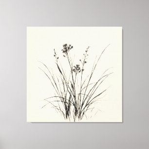Graceful Reeds schets: gedetailleerde potloodteken Canvas Afdruk