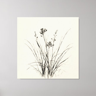 Graceful Reeds schets: gedetailleerde potloodteken Canvas Afdruk