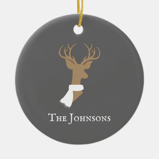 Graceful renindeer Gold & Grey Personalized Keramisch Ornament (Voorkant)