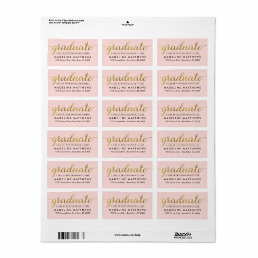 Graceful Script EDITABLE COLOR Afstuderen Label (Full Sheet)