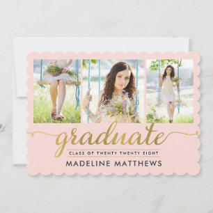 Graceful Script EDITABLE COLOR Afstuderen nodigt u Kaart