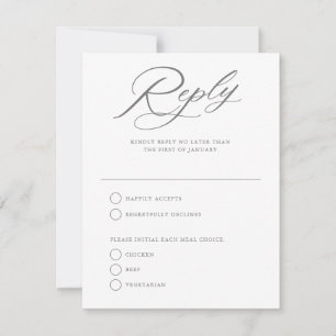 Graceful Script Weduwen White Reply RSVP-kaart RSVP Kaartje