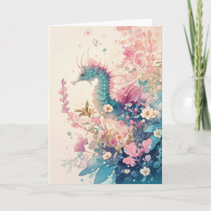 Graceful Seahorse in een Zee van kleuren Kaart